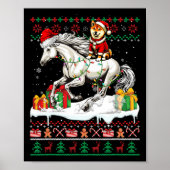 Santa Shiba Inu Riding Horse Kersttrui Lov Poster (Voorkant)