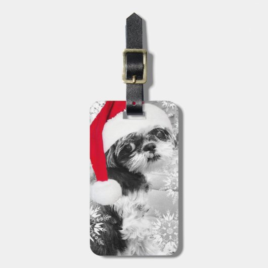 Santa Shih Tzu Bagagelabel (Voorkant verticaal)