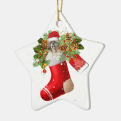 Santa Shih Tzu in kerstsok | X-mas Gift Keramisch Ornament (Links)