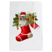 Santa Shih Tzu in kerstsok | X-mas Gift Medium Cadeauzakje (Achterkant)