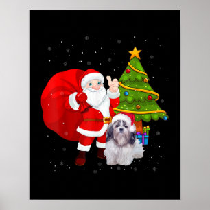 Santa Shih Tzu kerstboom Funny Xmas cadeau Poster