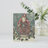 Santa Ship Boat Snow Storm Holly Feestdagenkaart (Staand voorkant)
