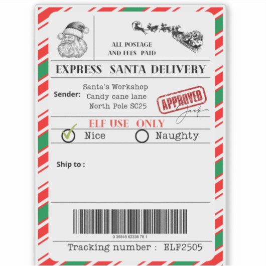 Santa shipping label (Voorkant)