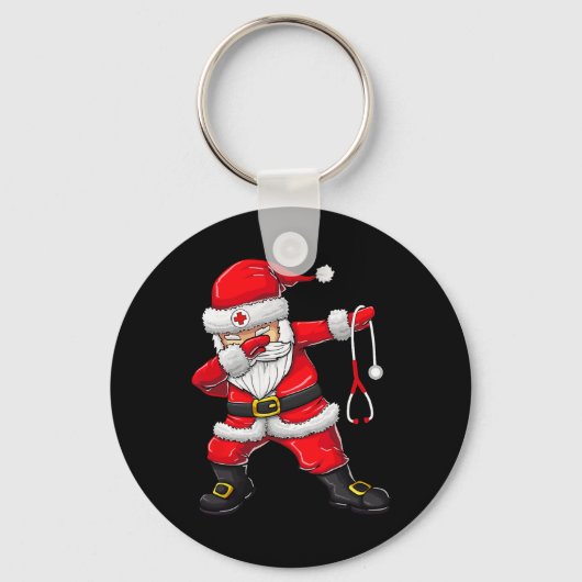 Santa Shirt Christmas Scrub Topjes Vrouwen Grappig Sleutelhanger (Voorkant)
