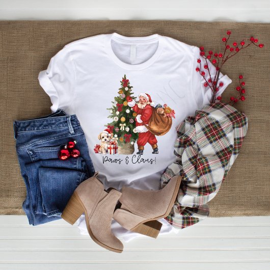 Santa Shirt | Paws & Claus Kerst T-shirt