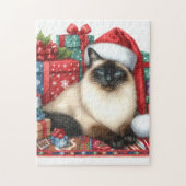 Santa Siamese Cat Christmas Legpuzzel (Verticaal)