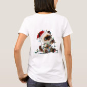 Santa Siamese Cat Tangled in Christmas Lights T-shirt (Achterkant)