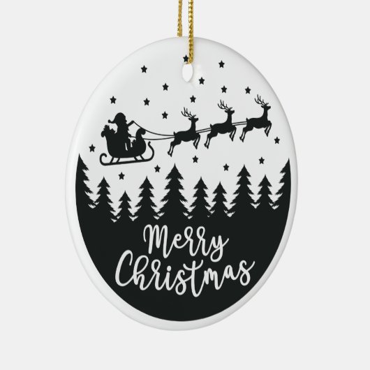 Santa Silhouette Merry keramisch Ornament (Rechts)