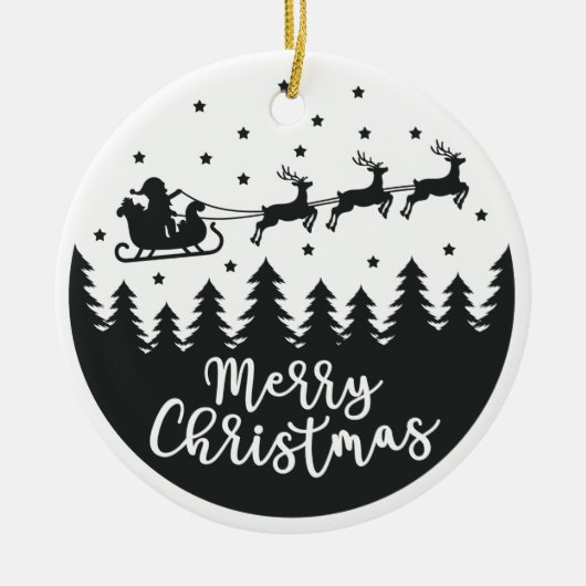 Santa Silhouette Merry keramisch Ornament (Voorkant)