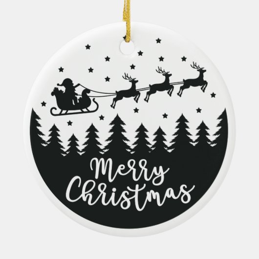 Santa Silhouette Merry keramisch Ornament (Achterkant)