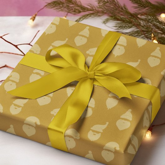 Santa Silhouette Modern Monotone Gouden Kerst Cadeaupapier