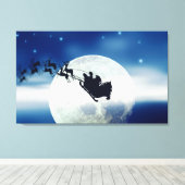 Santa Silhouette over de Muur Kunst Canvas Afdruk (Insitu (Houten vloer))