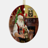 Santa - Silky Terriers (TWEE) Keramisch Ornament (Rechts)