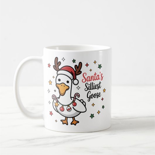 Santa Silly Goose Christmas Duck Funny Cute  Koffiemok (Links)