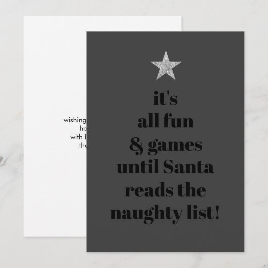 Santa Silver Star Modern Tree Font Funny Quote Feestdagenkaart (Voorkant / Achterkant)