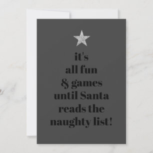 Santa Silver Star Modern Tree Font Funny Quote Feestdagenkaart