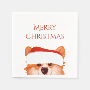 Santa Sinaasappel Corgi Kerstmis Servet