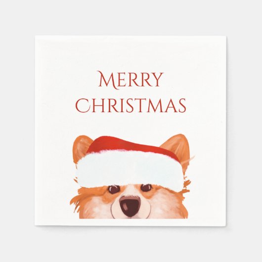 Santa Sinaasappel Corgi Kerstmis Servet (Voorkant)