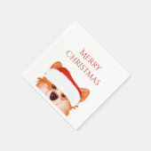 Santa Sinaasappel Corgi Kerstmis Servet (Hoek)