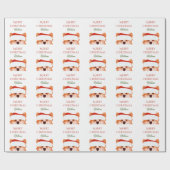 Santa Sinaasappel Corgi Merry kerstnaam  Cadeaupapier (Vlak)