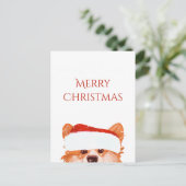 Santa Sinaasappel Corgi Vrolijk kerstfeest Briefkaart (Staand voorkant)