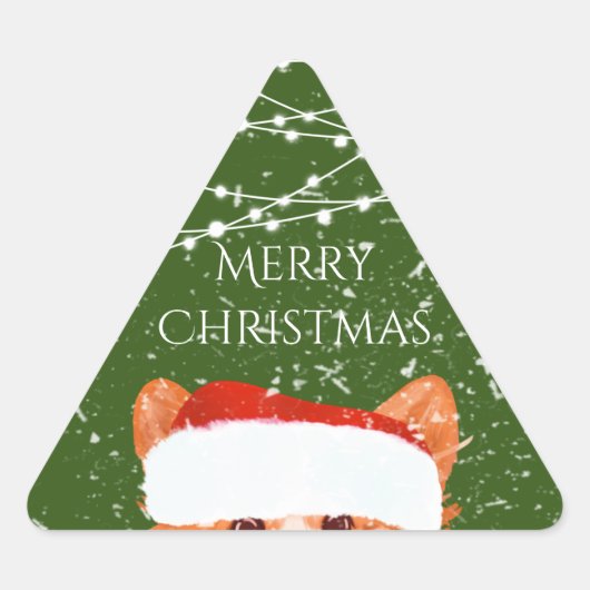 Santa Sinaasappel Corgi Vrolijk kerstfeest Sticker (Voorkant)