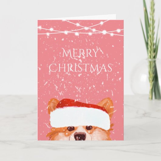 Santa Sinaasappel Corgi Vrolijk Kerstroze Kaart (Voorkant)