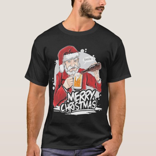 Santa Sips a Beer T-shirt (Voorkant)