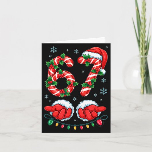Santa Six Seven 67 Meme Christmas 67 Candy Cane Ki Kaart (Voorkant)