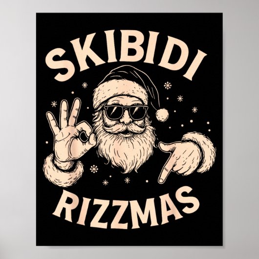 Santa Six Seven Meme 67 Hands Sign Rizz Skibidi Ri Poster (Voorkant)
