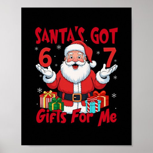 Santa Six Seven Meme Kerstmis Gen Z Meme Poster (Voorkant)