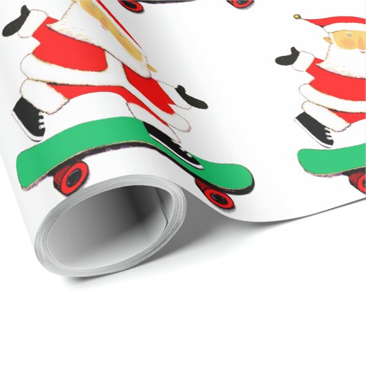 Santa Skateboarder Christmas Wrapping Paper Cadeaupapier (Rol Hoek)