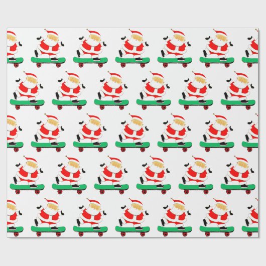 Santa Skateboarder Christmas Wrapping Paper Cadeaupapier (Vlak)