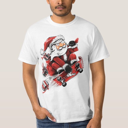 Santa Skateboarding T-shirt (Voorkant)