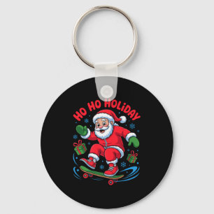 Santa Skater Skateboardliefhebber Grappig Kerstmis Sleutelhanger