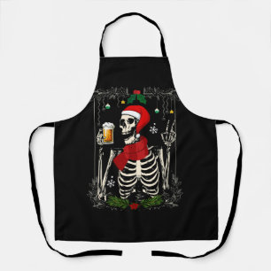 Santa Skeleton Drink Bierretro Vrolijk Kerstfeest Schort