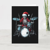 Santa Skeleton Playing Drum Drummer Percussionist  Kaart (Voorkant)