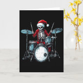 Santa Skeleton Playing Drum Drummer Percussionist  Kaart (Gele Bloem)
