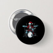 Santa Skeleton Playing Drum Drummer Percussionist Ronde Button 5,7 Cm (Voorkant /achterkant)