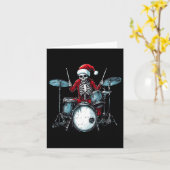 Santa Skeleton speelt drummer en percussionist Kaart (Gele Bloem)