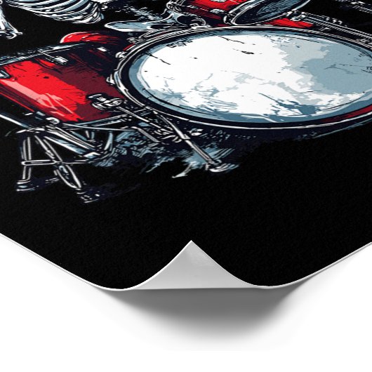 Santa Skeleton speelt drumpercussionist Poster (Hoek)