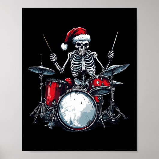 Santa Skeleton speelt drumpercussionist Poster (Voorkant)
