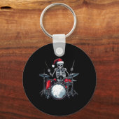 Santa Skeleton speelt drumpercussionist Sleutelhanger (Voorkant)
