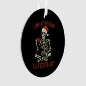 Santa Skeleton with Cat Holiday Snark Ornament (voorkant)