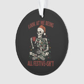 Santa Skeleton with Cat Holiday Snark Ornament (voorkant)