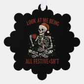 Santa Skeleton with Cat Holiday Snark Ornament Kaart (Voorkant)