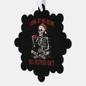 Santa Skeleton with Cat Holiday Snark Ornament Kaart (Links)