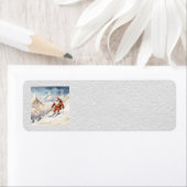 Santa Skiën Adresetiketten Etiket (Insitu)