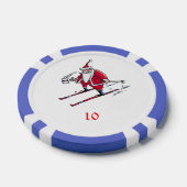 Santa Skiën blauw 10 gestreepte poker chip (Enkel)