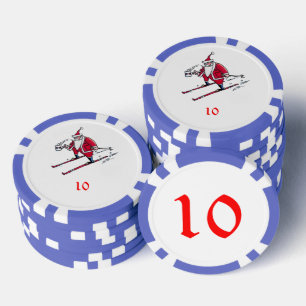 Santa Skiën blauw 10 gestreepte poker chip